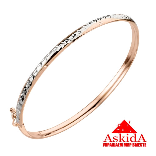 Золотой жесткий браслет с алмазной гранью - ASKIDA.RU