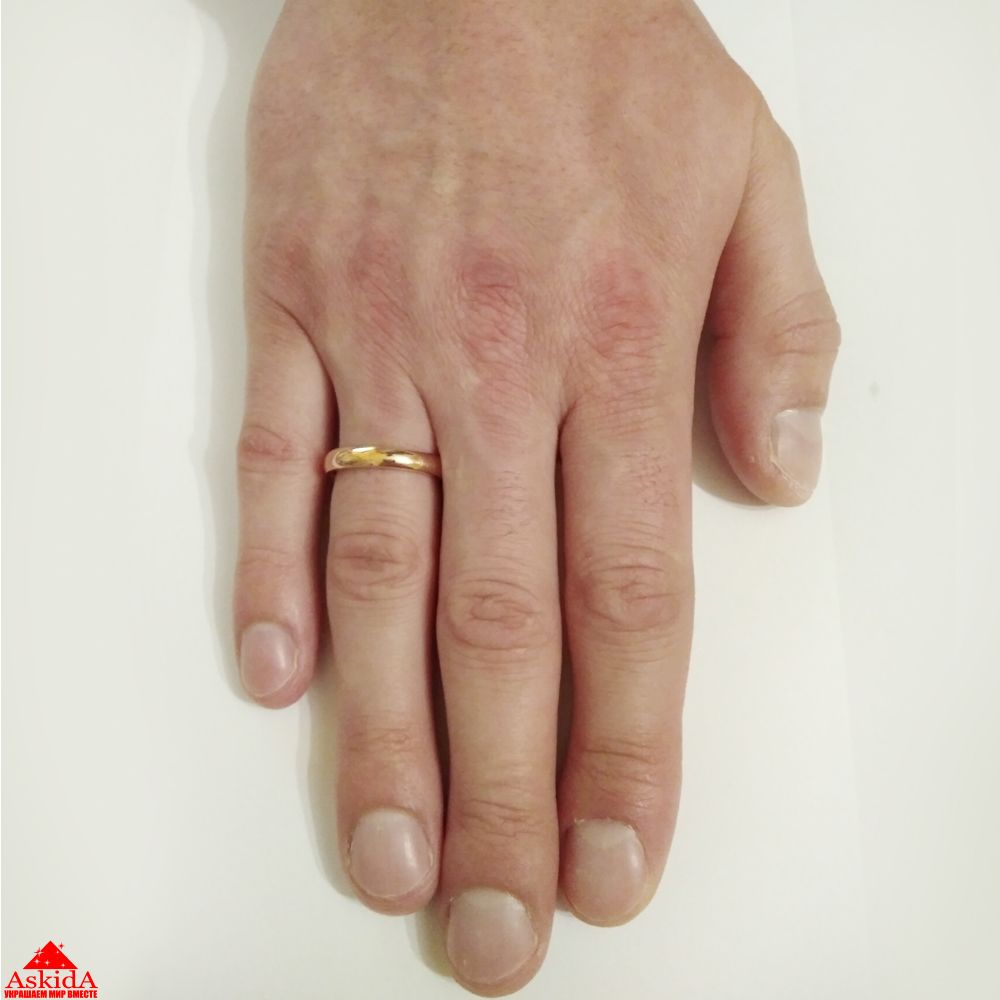 Гладкое обручальное кольцо 3 мм из розового золота - ASKIDA.RU