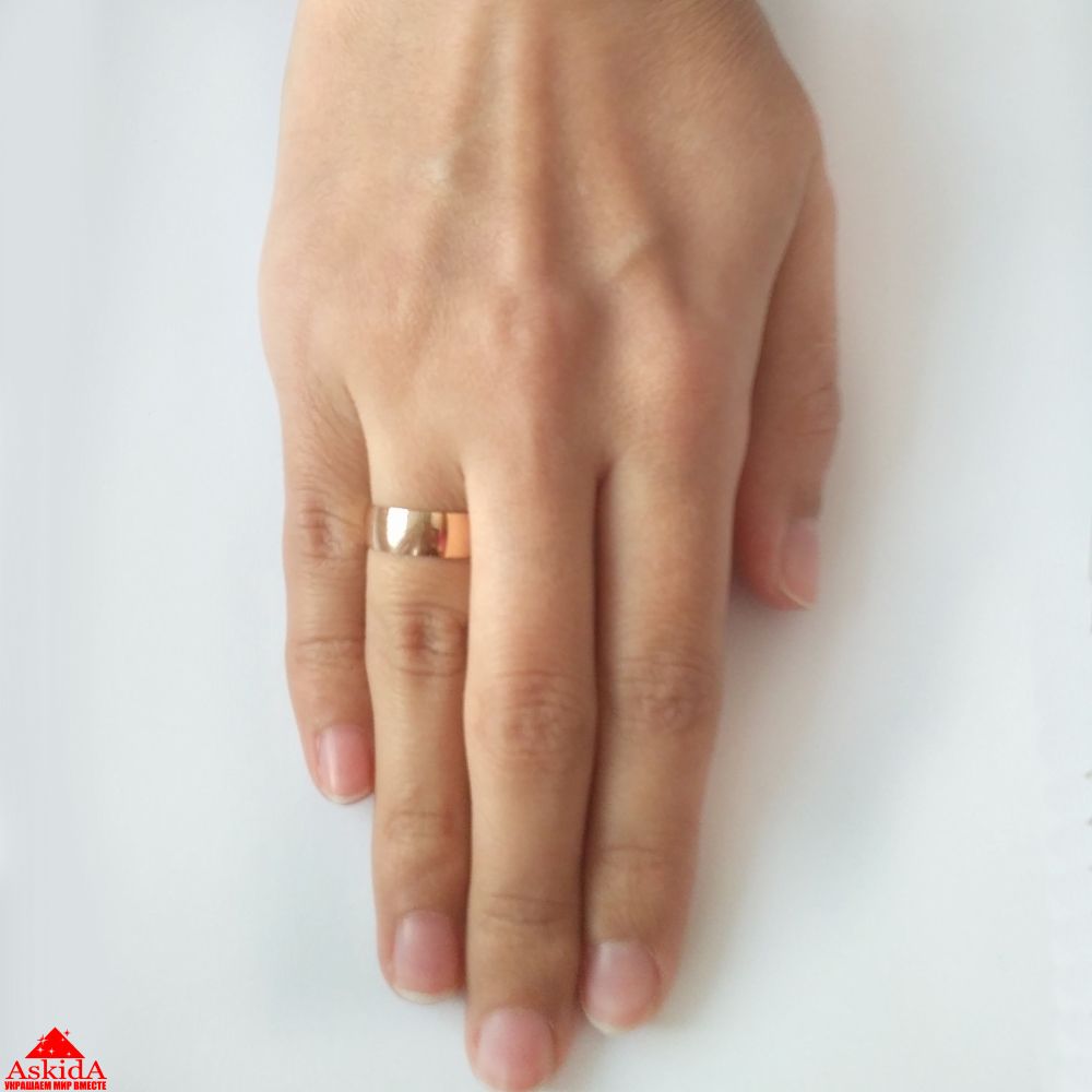 Гладкое обручальное кольцо 5 мм розовое золото - ASKIDA.RU
