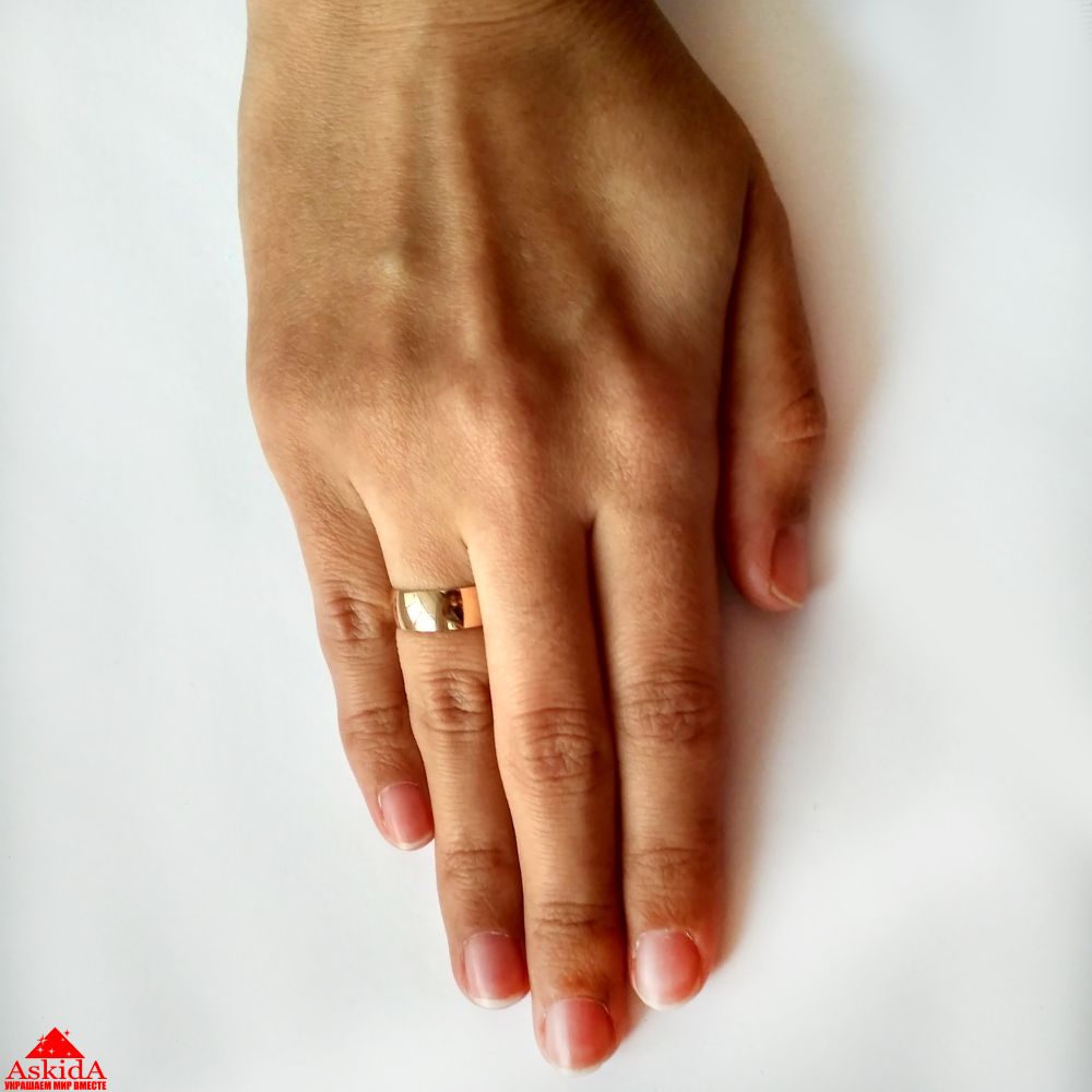 Гладкое обручальное кольцо 6 мм из розового золота - ASKIDA.RU
