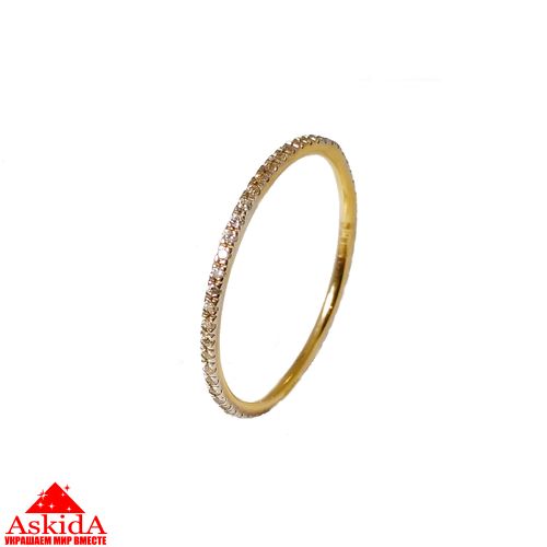 Обручальное кольцо тонкое с белыми фианитами - ASKIDA.RU