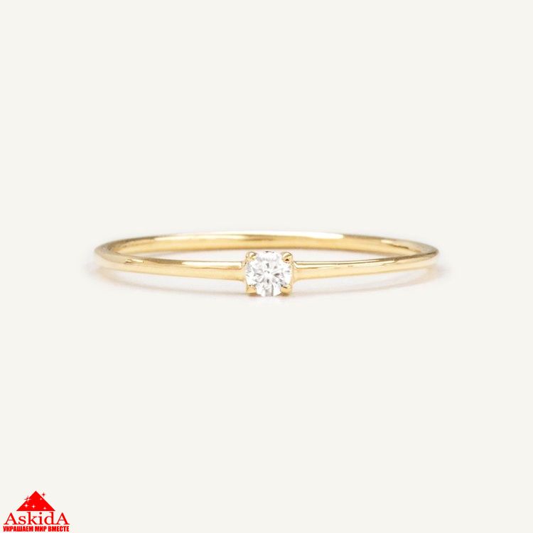 Недорогое золотое кольцо с бриллиантом - ASKIDA.RU