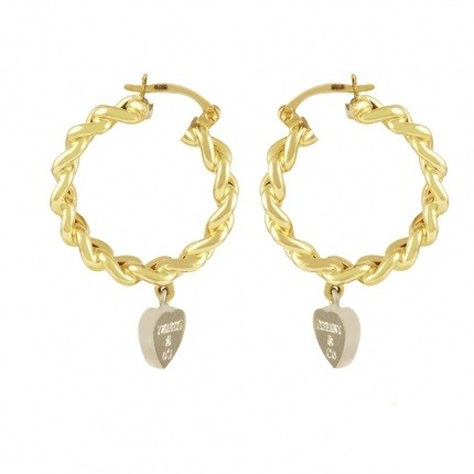 Серьги Tiffany золотые плетеные кольца с сердечками - ASKIDA.RU