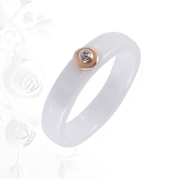 Керамическое кольцо с бриллиантом и золотом - ASKIDA.RU
